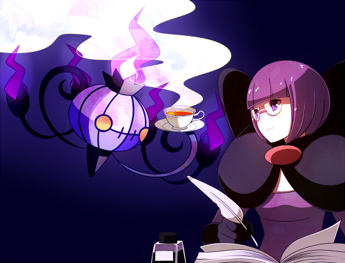 chandelure and shauntal (pokemon and 1 more) drawn by himari_g_(sr)