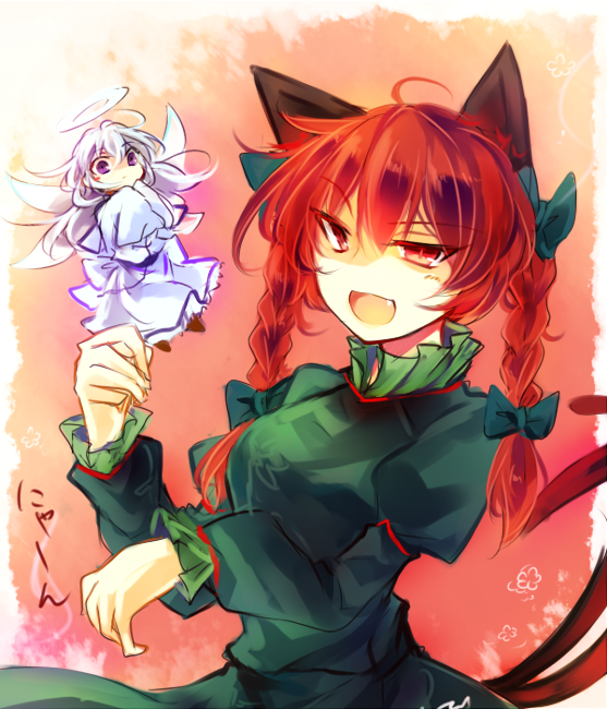 kaenbyou rin and zombie fairy (touhou) drawn by kutsuki_kai