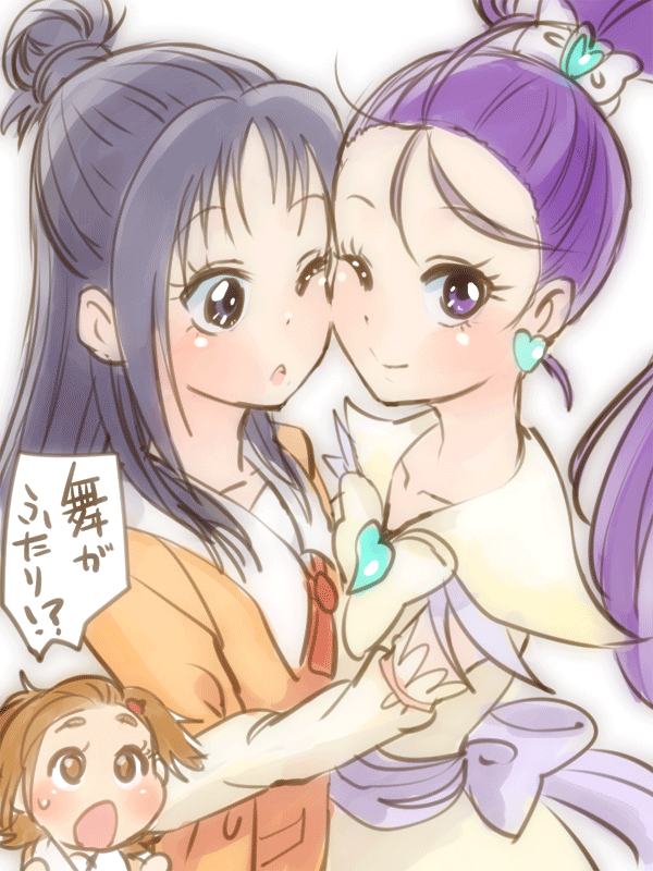 hyuuga saki, mishou mai, and cure egret (precure and 1 more) drawn by azuma_yukihiko