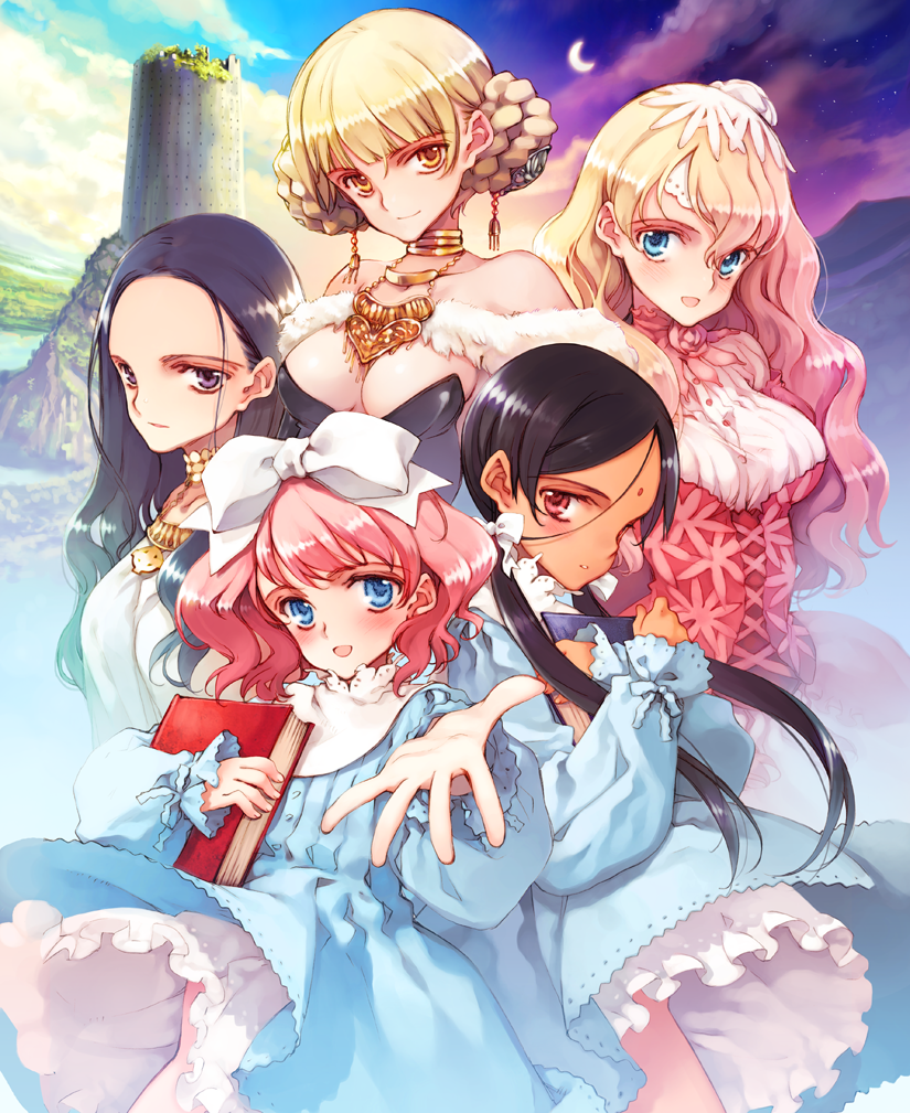 kaya xavier, aria vancleef, fianna mellowa, olivia, and olga klose (shoujo mahou gaku littlewitch romanesque) drawn by oyari_ashito