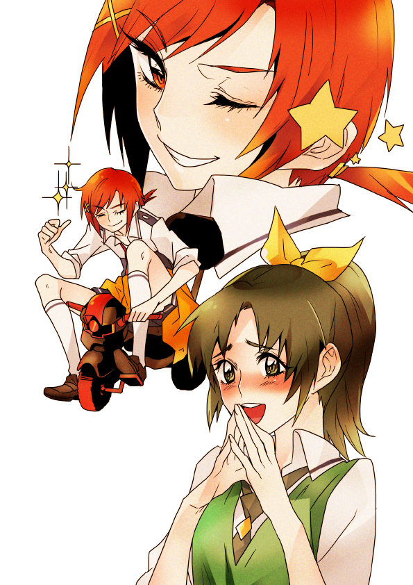 midorikawa nao, hino akane, and dom (gundam and 2 more) drawn by tima