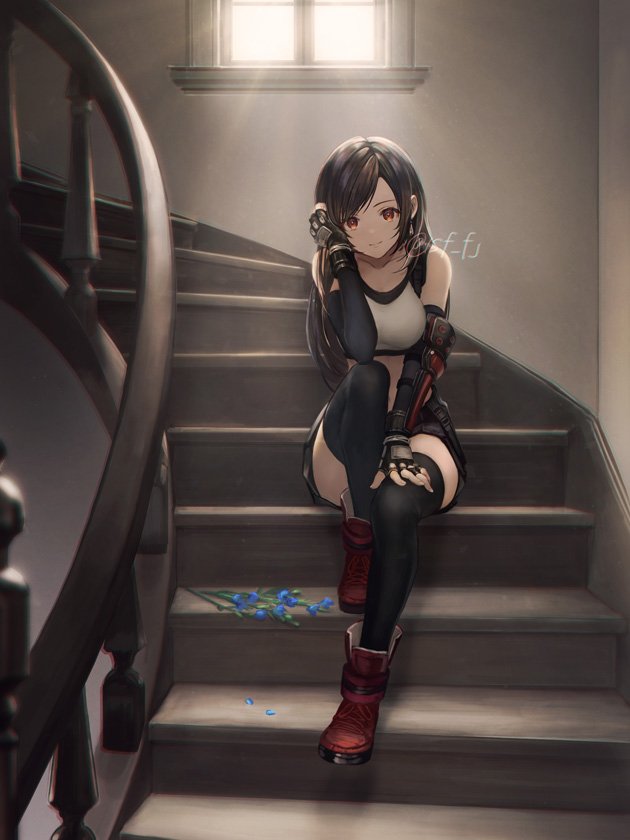 tifa lockhart (final fantasy and 2 more) drawn by sasanomesi