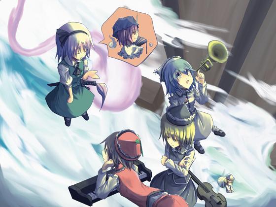konpaku youmu, saigyouji yuyuko, lily white, lunasa prismriver, merlin prismriver, and 1 more (touhou and 2 more) drawn by sorano_eika