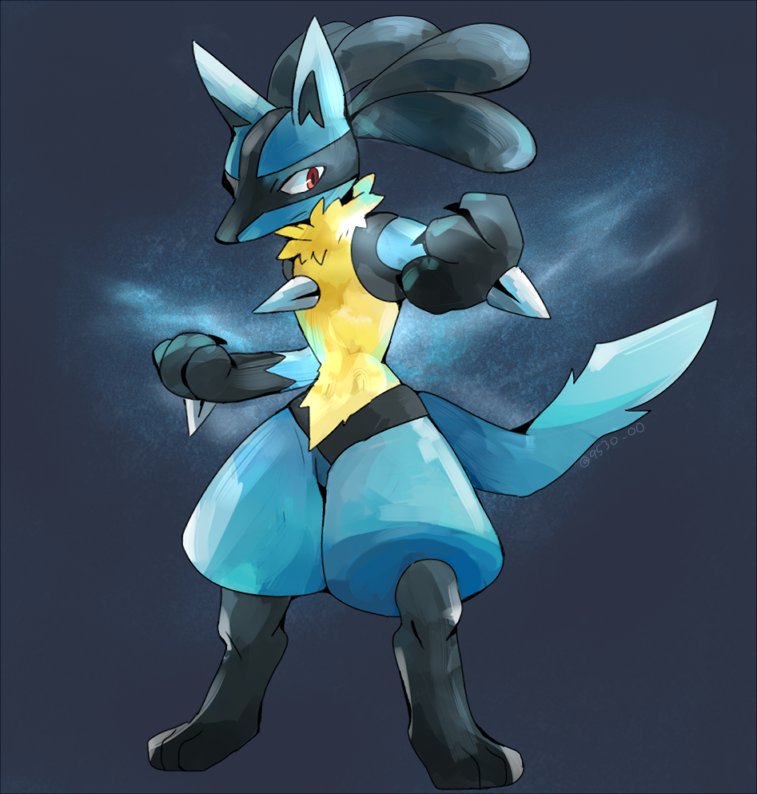lucario (pokemon and 1 more) drawn by aze_(fry0359)