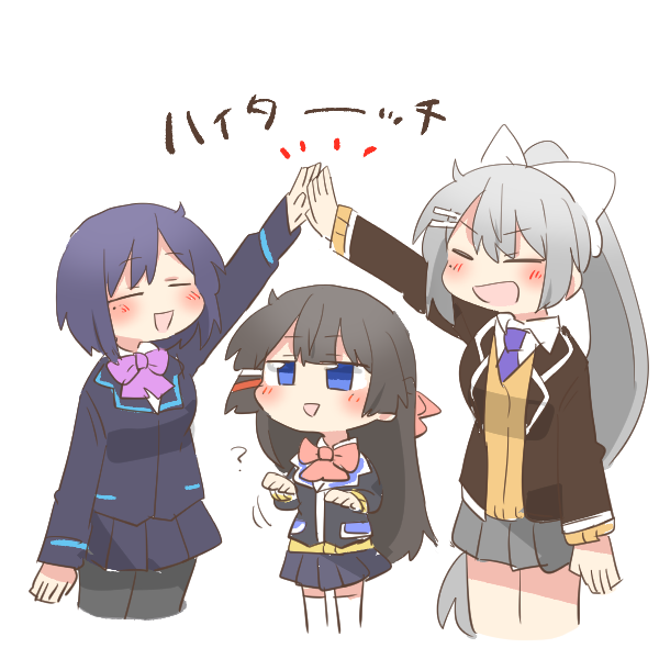 tsukino mito, higuchi kaede, and shizuka rin (nijisanji) drawn by rebecca_(keinelove)