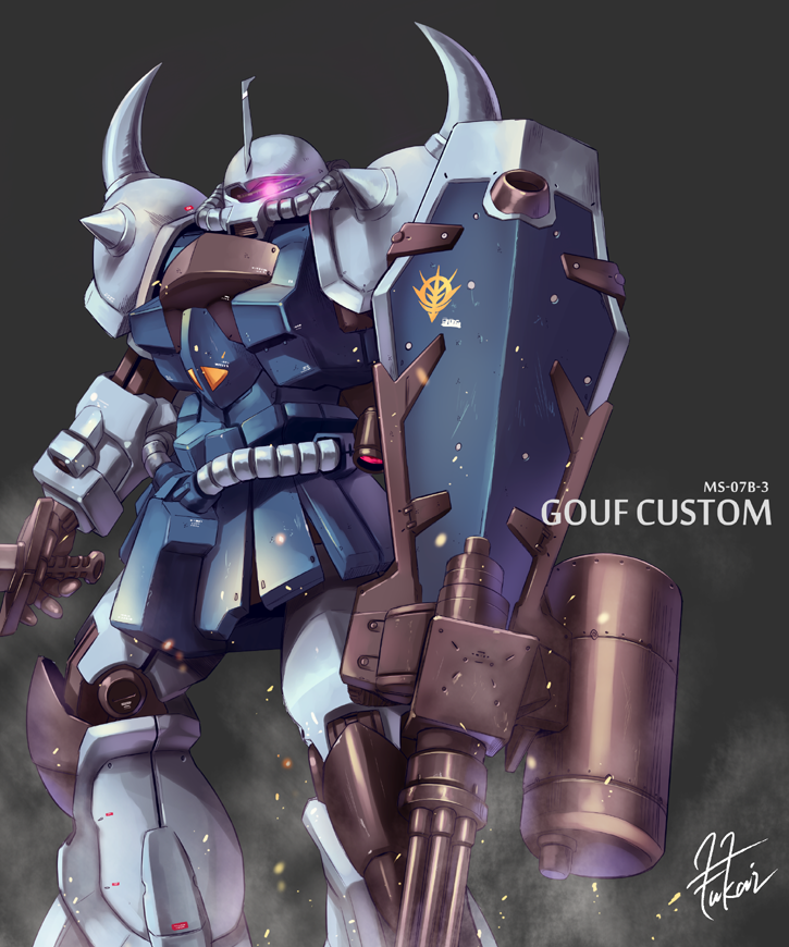 gouf and gouf custom (gundam and 2 more) drawn by fukai_ryosuke