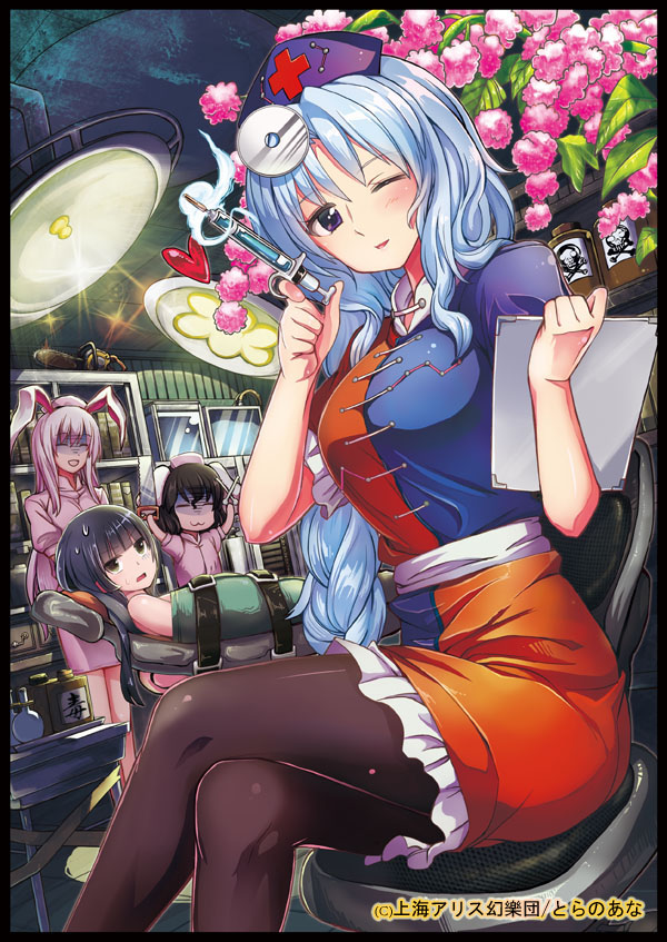 reisen udongein inaba, houraisan kaguya, inaba tewi, and yagokoro eirin (touhou) drawn by tamon_ketsuyuki