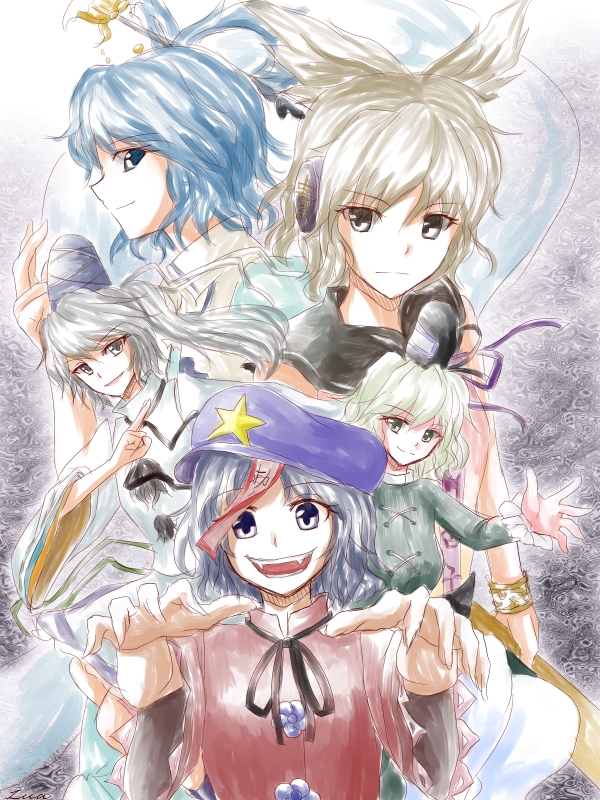 toyosatomimi no miko, mononobe no futo, kaku seiga, miyako yoshika, and soga no tojiko (touhou) drawn by lua_(tsurezure_naru_mama_ni)