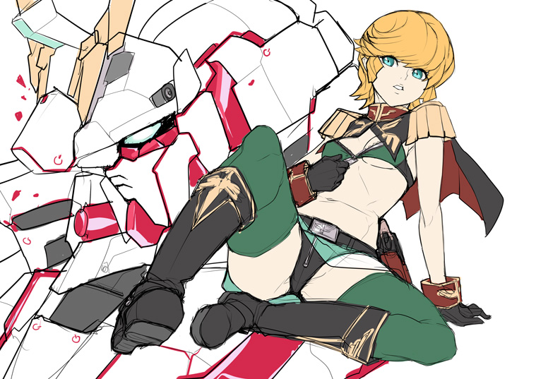 mineva lao zabi, unicorn gundam, and audrey burne (gundam and 1 more) drawn by ban!_(bansankan)