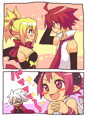 rozalin, raspberyl, adell, and mao (disgaea and 3 more) drawn by tsuyuka_(sunny_spot)