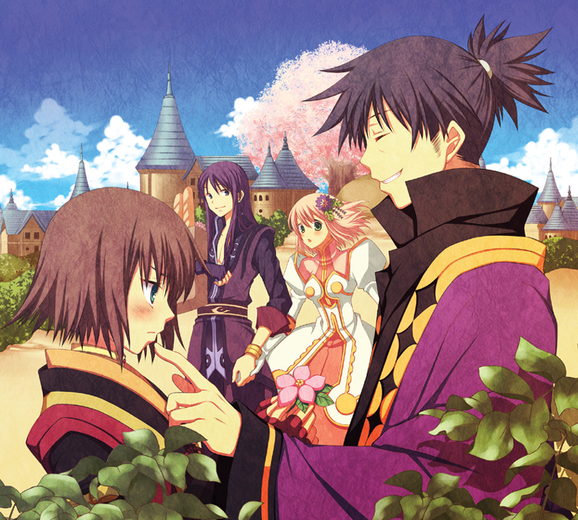 yuri lowell, estellise sidos heurassein, rita mordio, and raven (tales of and 1 more) drawn by ayamisiro