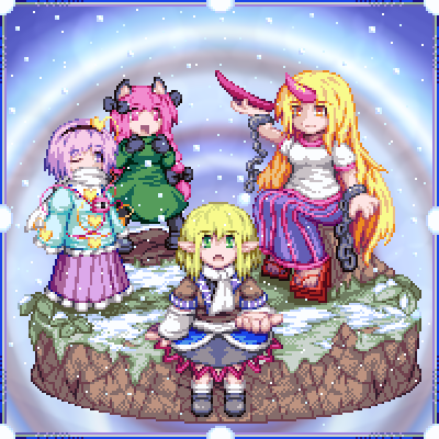 komeiji satori, kaenbyou rin, mizuhashi parsee, and hoshiguma yuugi (touhou) drawn by kisasage_kouta