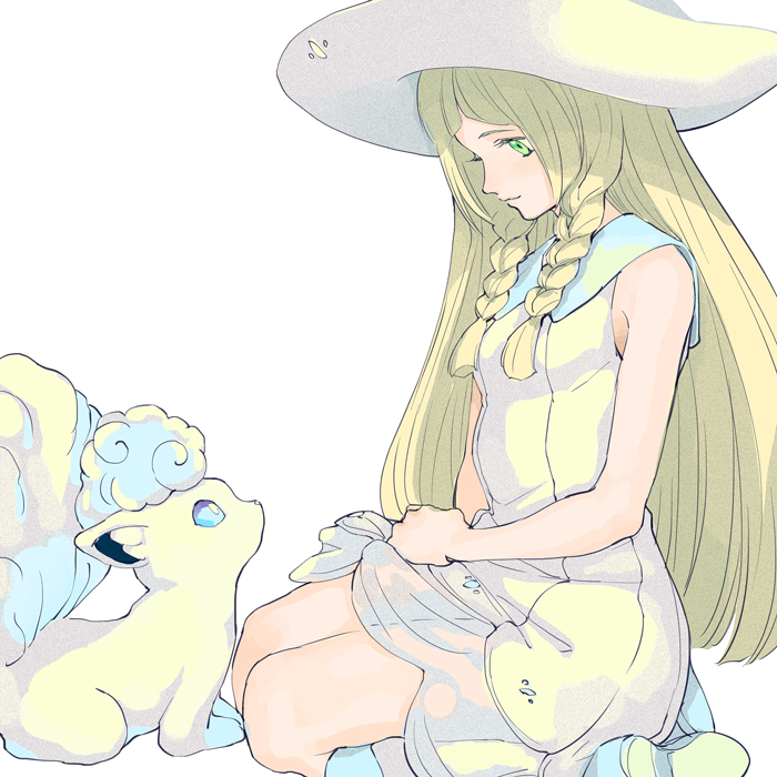 lillie and alolan vulpix (pokemon and 1 more) drawn by zakki