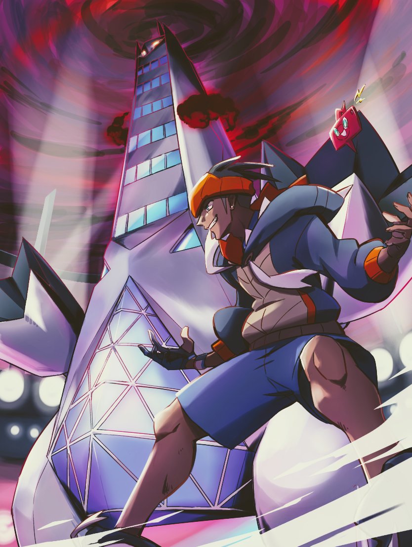 rotom, raihan, rotom phone, duraludon, and gigantamax duraludon (pokemon and 1 more) drawn by ayo_(ayosanri009)