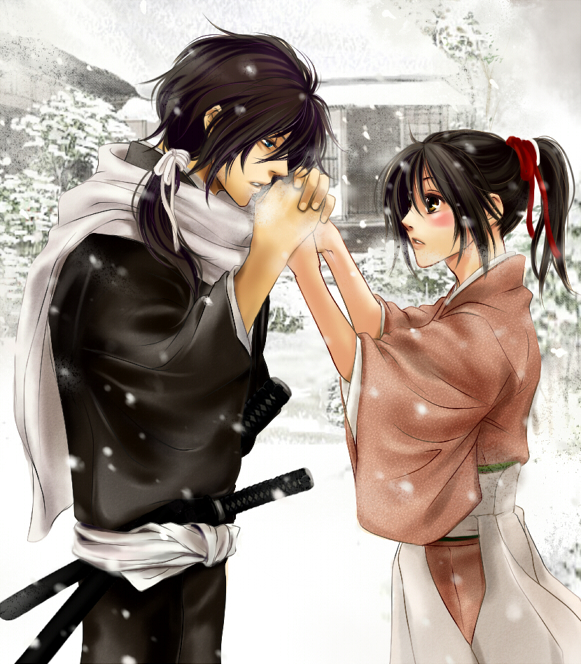 yukimura chizuru and saitou hajime (hakuouki shinsengumi kitan) drawn by noa426
