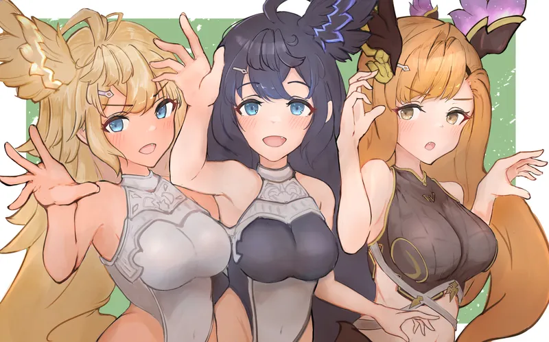 tweyen, halluel, and malluel (granblue fantasy) drawn by asaikeu