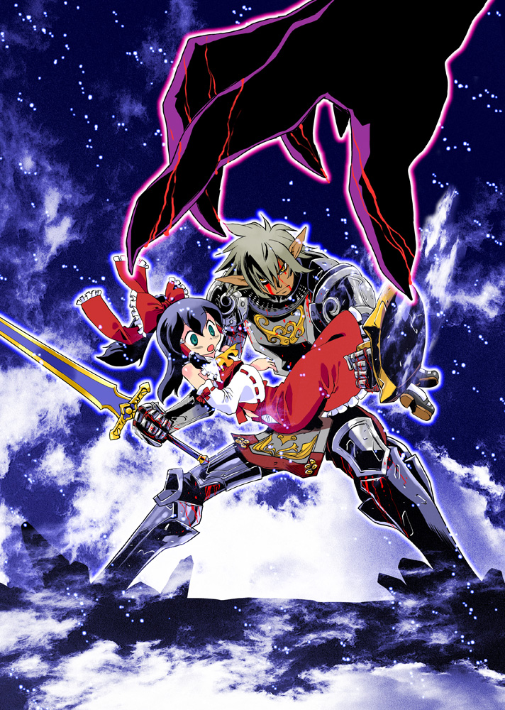 hakurei reimu, paladin, and buront (touhou and 3 more) drawn by makaron