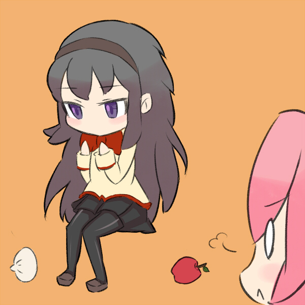 akemi homura and sakura kyoko (mahou shoujo madoka magica) drawn by tomonoma