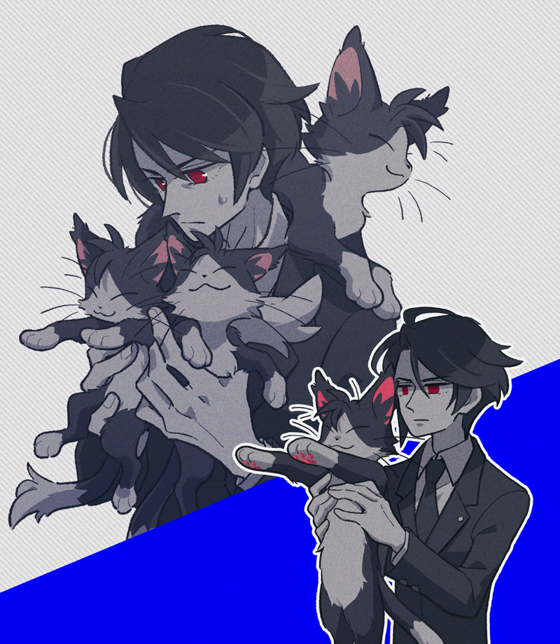 vincent valentine and cait sith (final fantasy and 1 more) drawn by coffinsmokes