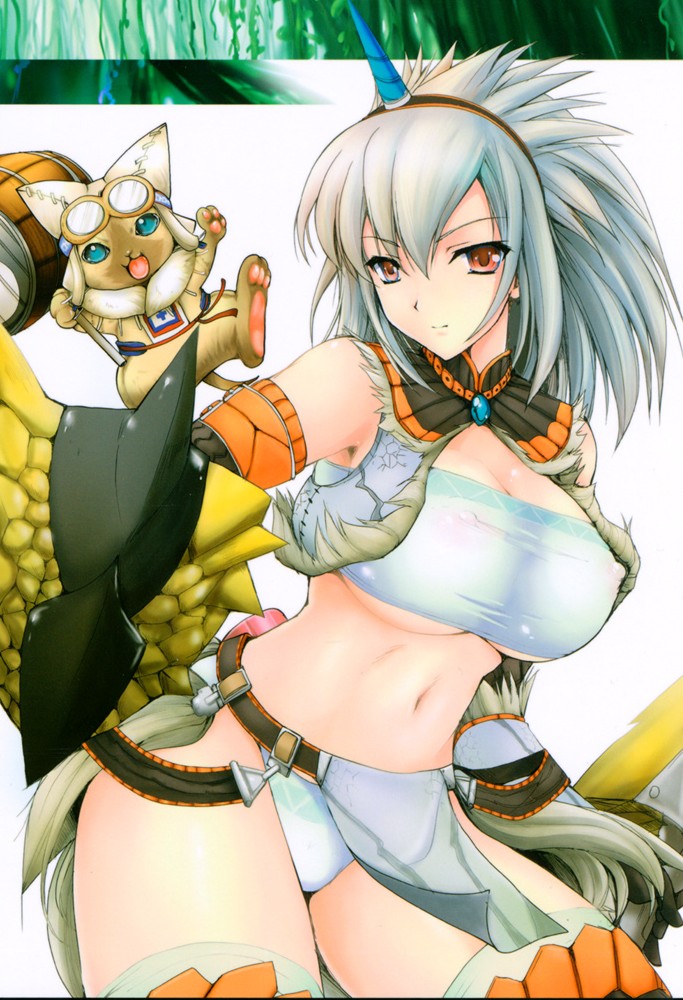 monster hunter and player palico (monster hunter) drawn by kizuki_aruchu