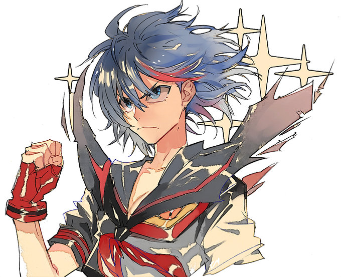 matoi ryuuko and senketsu (kill la kill) drawn by funpjinju