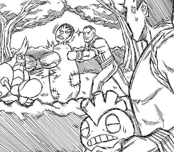 scrafty, balrog, dudley, and crabrawler (pokemon and 1 more) drawn by ayyk92