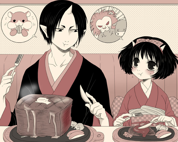 hoozuki and peach maki (hoozuki no reitetsu) drawn by gozo6ppu