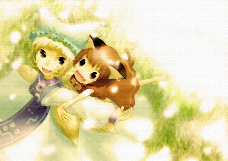 yakumo ran and chen (touhou) drawn by jheart and tokine_(maikaze)