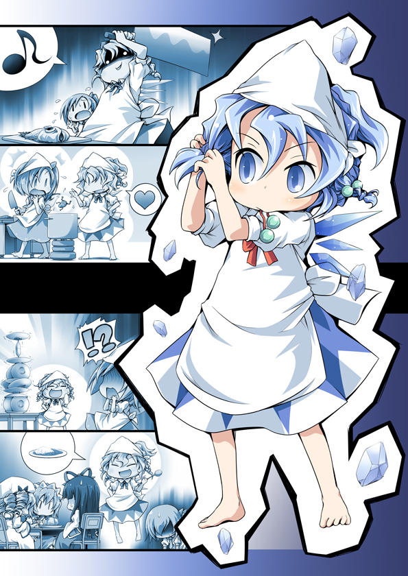 cirno, daiyousei, star sapphire, luna child, and sunny milk (touhou) drawn by ham_(points)