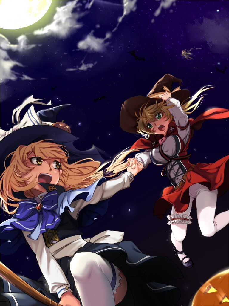 kirisame marisa, clownpiece, and prinz eugen (touhou and 1 more) drawn by tendo_(zhazhatiantong)