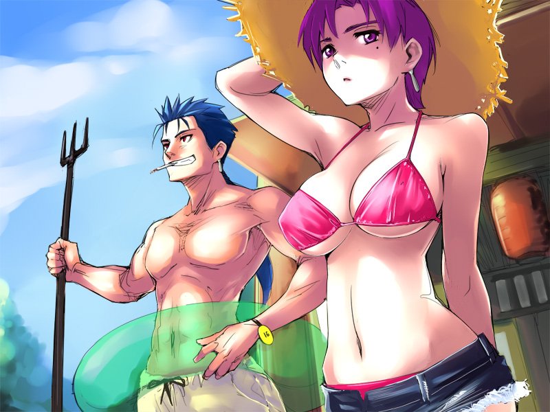 cu chulainn and bazett fraga mcremitz (fate and 2 more) drawn by yurikawa