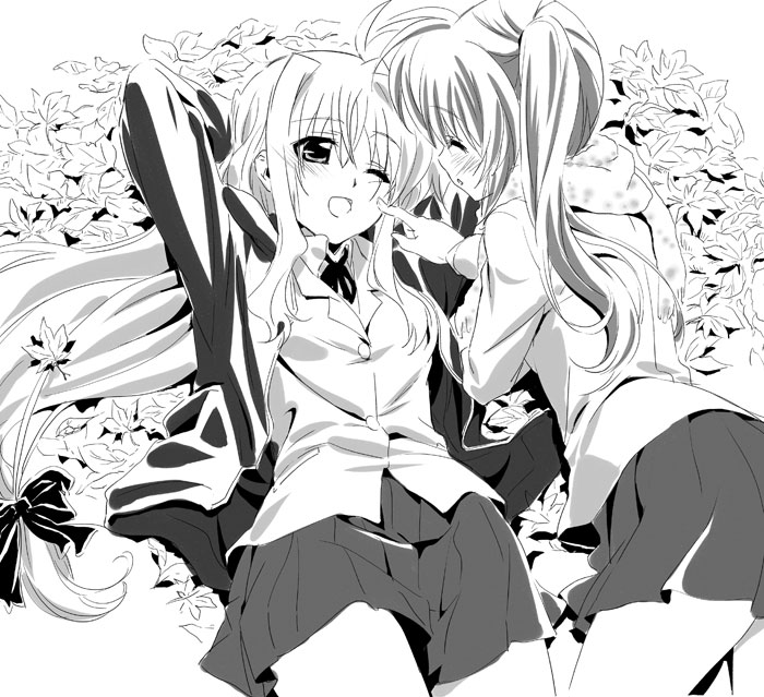 fate testarossa and takamachi nanoha (lyrical nanoha and 1 more) drawn by tokoharu