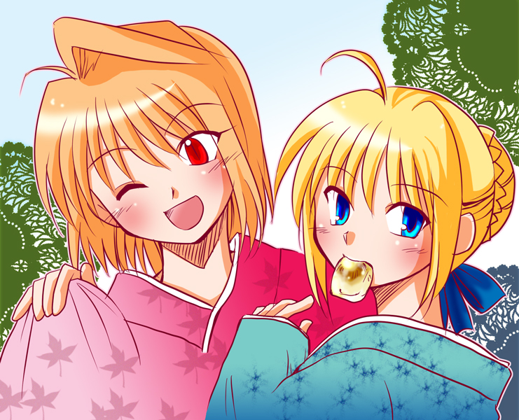 artoria pendragon, saber, and arcueid brunestud (fate and 3 more) drawn by asuka_(aqua_space)