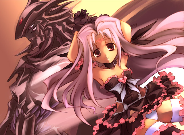 lutecia alpine, asclepius, and garyuu (lyrical nanoha and 1 more) drawn by kouno_hikaru