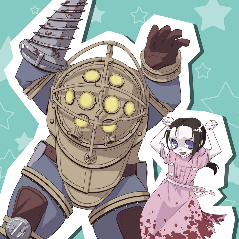 big daddy and little sister (bioshock and 1 more) drawn by mitake_eil