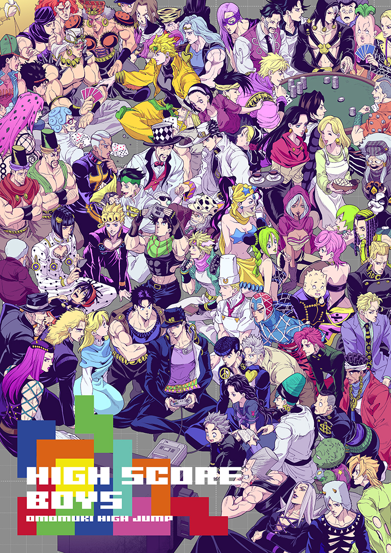 joseph joestar, kujo jotaro, dio brando, caesar anthonio zeppeli, kujo jolyne, and 63 more (jojo no kimyou na bouken and 6 more) drawn by konpane_(ohj)