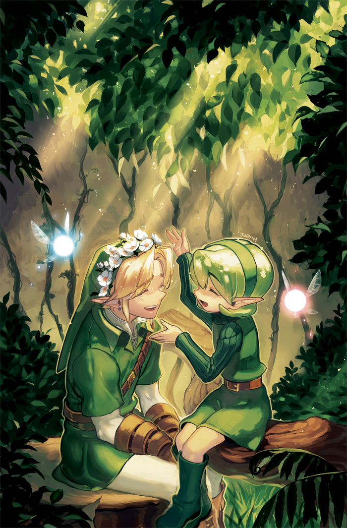 link, navi, and saria (the legend of zelda and 1 more) drawn by juby