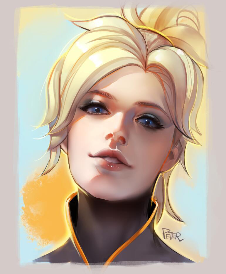 mercy (overwatch and 1 more) drawn by peter_xiao