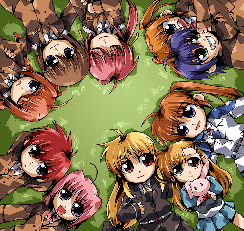 fate testarossa, takamachi nanoha, yagami hayate, vivio, vita, and 5 more (lyrical nanoha and 1 more) drawn by clipe