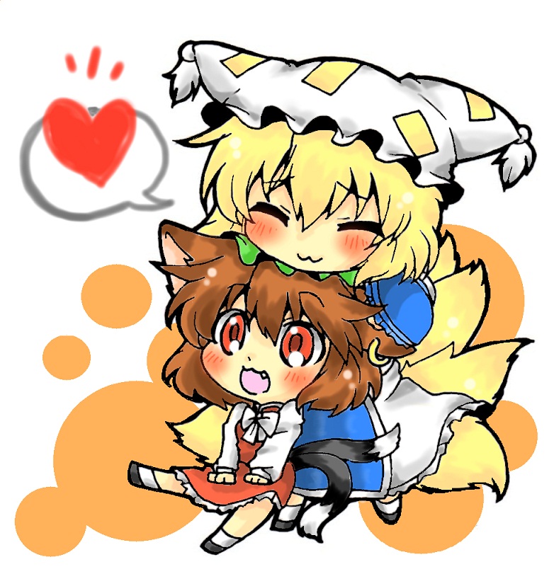 yakumo ran and chen (touhou) drawn by rebecca_(keinelove)