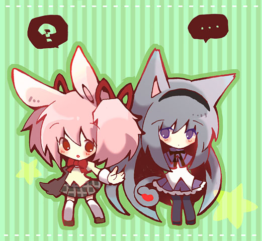 akemi homura and kaname madoka (mahou shoujo madoka magica) drawn by wishbone