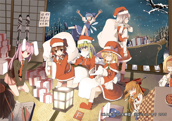 hakurei reimu, kirisame marisa, izayoi sakuya, kochiya sanae, alice margatroid, and 4 more (touhou) drawn by mieharu