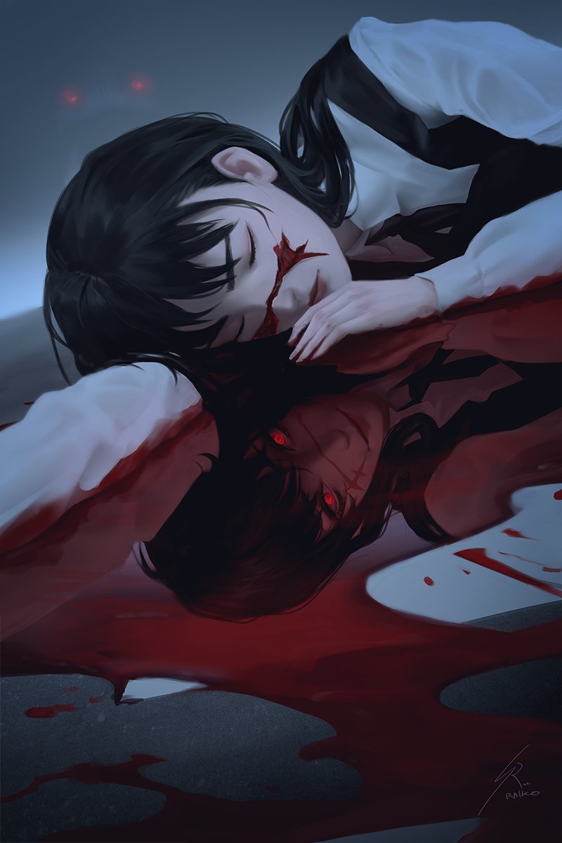 yoru, mitaka asa, and war devil (chainsaw man) drawn by raikoart
