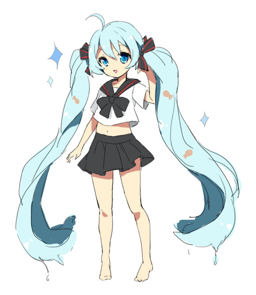 hatsune miku and bottle miku (vocaloid) drawn by pingo