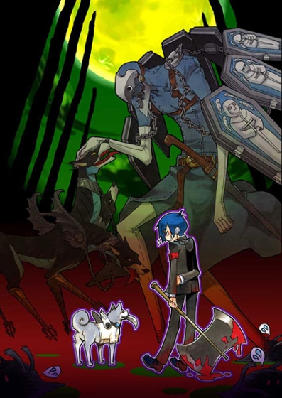 yuuki makoto, koromaru, and thanatos (persona and 1 more) drawn by suminohirune