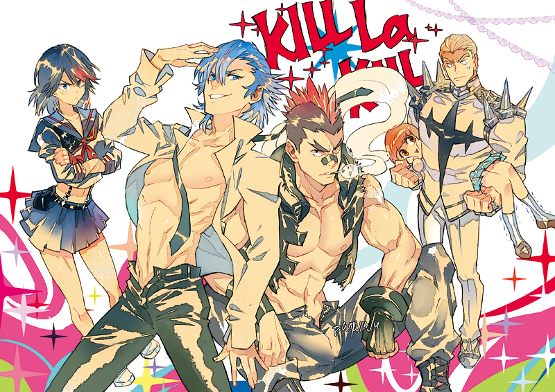 matoi ryuuko, senketsu, mankanshoku mako, gamagoori ira, mikisugi aikurou, and 1 more (kill la kill) drawn by funpjinju
