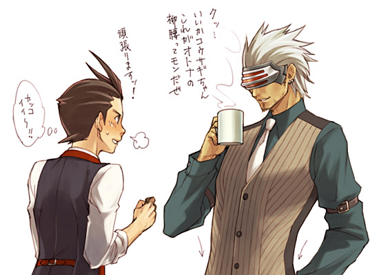 apollo justice and godot (ace attorney and 2 more) drawn by kobashi