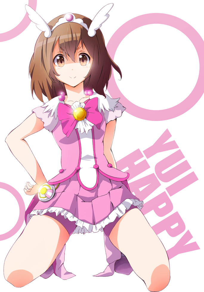 hirasawa yui and cure happy (precure and 2 more) drawn by suzumeko