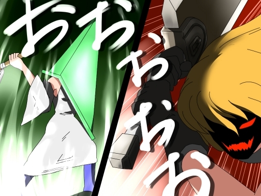 kirisame marisa, kochiya sanae, and pyramid head (touhou and 3 more) drawn by shirosato