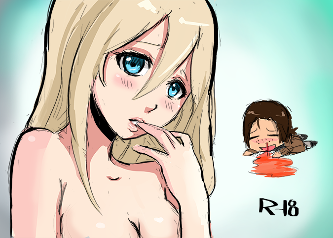 krista lenz and ymir (shingeki no kyojin) drawn by fox_bandit